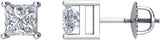 14K Gold Natural Diamond Square 4-Prong Stud Earrings – 2.75x2.75mm - White Gold