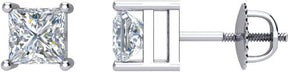 14K Gold Natural Diamond Square 4-Prong Stud Earrings – 2.75x2.75mm - White Gold