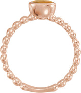 14K Gold Oval Natural Citrine Family Beaded Stackable Ring - Rose Gold - view 2