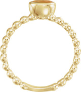 14K Gold Oval Natural Citrine Family Beaded Stackable Ring - Yellow Gold - view 2