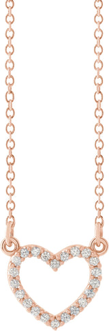 14K Gold Heart Necklace - Rose Gold