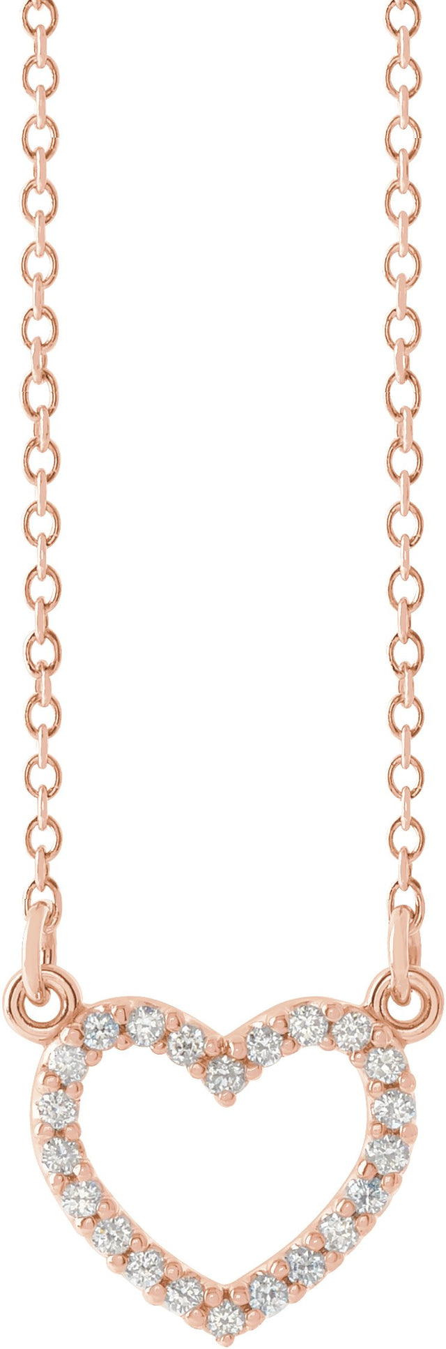 14K Gold Heart Necklace - Rose Gold