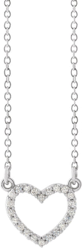 14K Gold Heart Necklace - White Gold