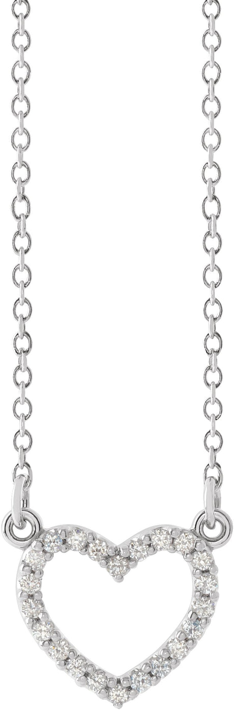 14K Gold Heart Necklace - White Gold