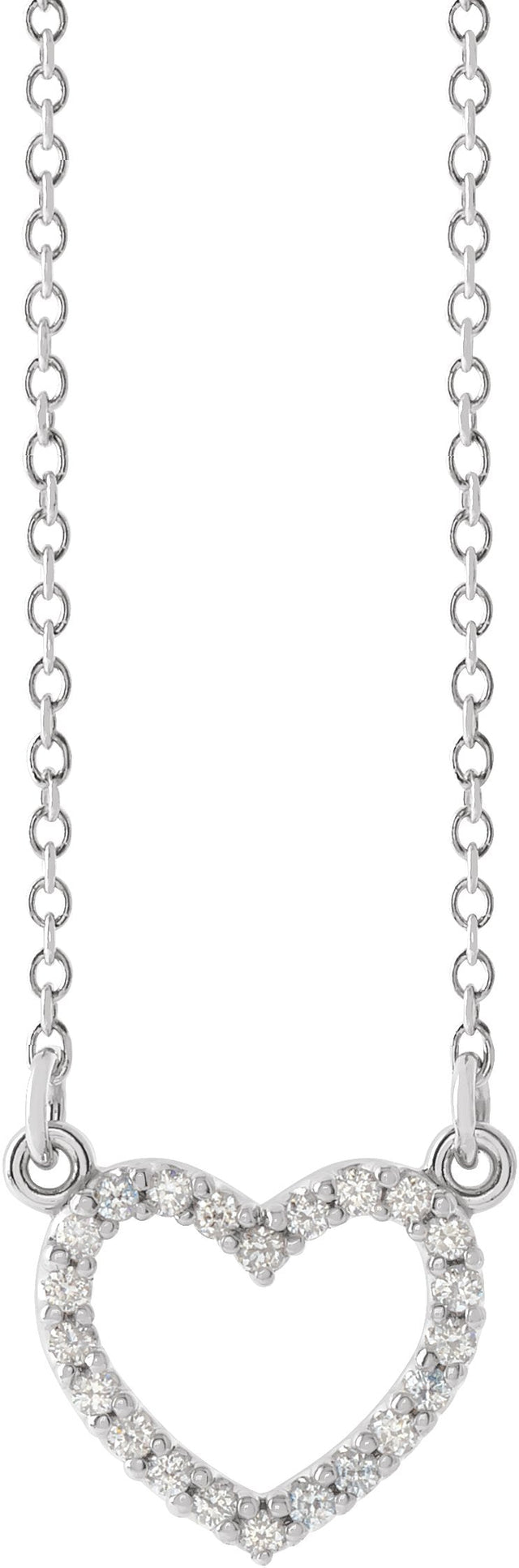 14K Gold Heart Necklace - White Gold