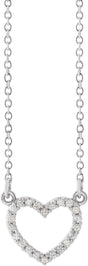 14K Gold Heart Necklace - White Gold
