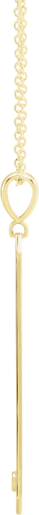 14K Gold Round Natural Diamond Engravable Bar Necklace or Pendant - Yellow Gold - view 2