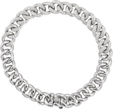 14K Gold Round Natural Diamond Accented Curb Bracelet - White Gold