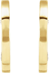 14K Gold Round Natural Diamond Accented Hoop Earrings – 1mm Stones - Yellow Gold - view 2