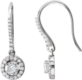 14K Gold Round Natural Diamond Halo-Style Earrings