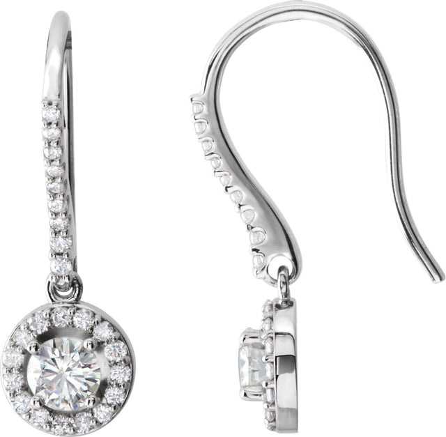 14K Gold Round Natural Diamond Halo-Style Earrings