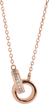 14K Gold Round Natural Diamond Interlocking Circle Necklace – 0.08 CTW - Rose Gold