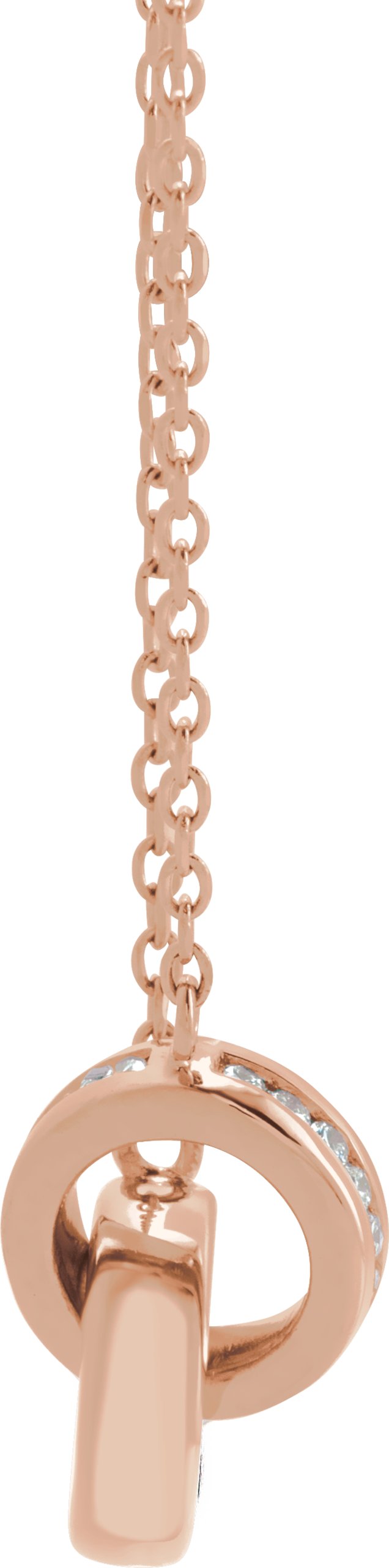 14K Gold Round Natural Diamond Interlocking Circle Necklace – 0.08 CTW - Rose Gold - view 2