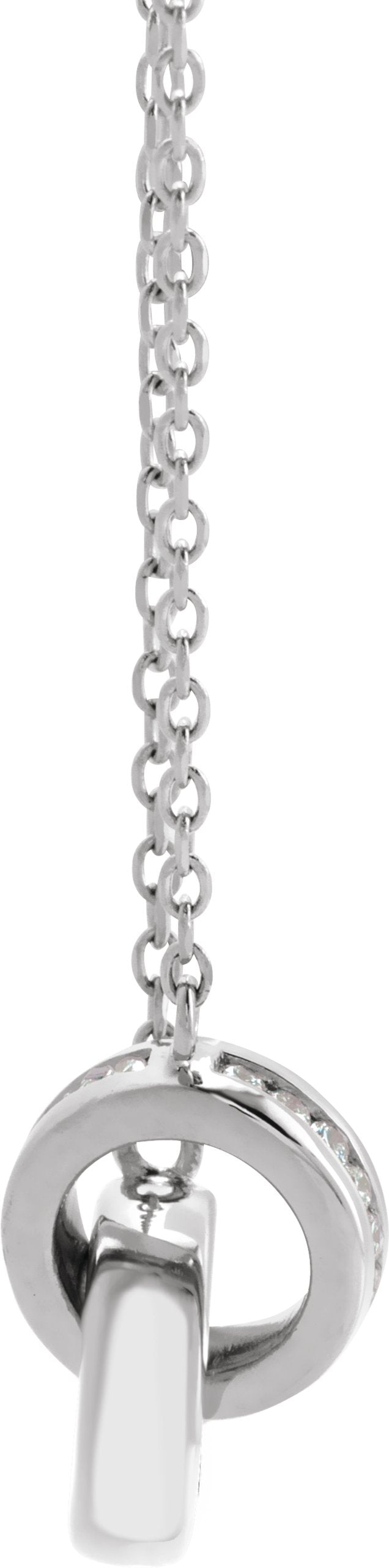 Platinum Round Natural Diamond Interlocking Circle Necklace - view 2
