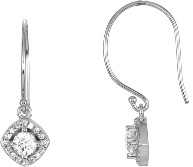 14K Gold Round Natural Diamond Halo-Style Earrings – 3.4-6.3mm Stones - White Gold