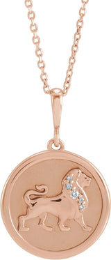 14K Gold Lion Necklace or Pendant - Rose Gold