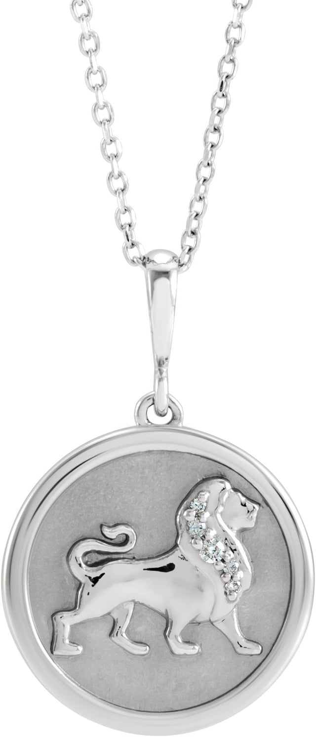 14K Gold Lion Necklace or Pendant - White Gold