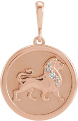 14K Gold Lion Necklace or Pendant - Rose Gold