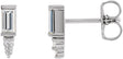 14K Gold Straight Baguette Natural Diamond Accented Bar Earrings - White Gold