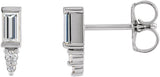 Platinum Straight Baguette Natural Diamond Accented Bar Earrings