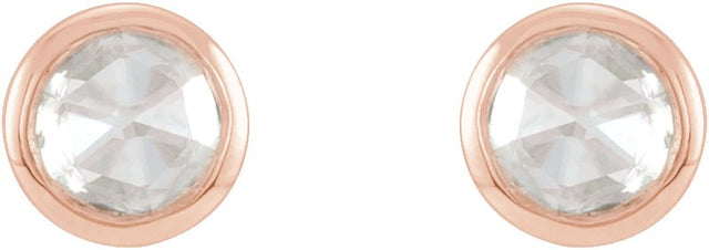 14K Gold Natural Diamond Round Bezel-Set Rose-Cut Stud Earrings - Rose Gold - view 2