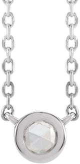 Platinum Round Natural Diamond Rose-Cut Bezel-Set Necklace