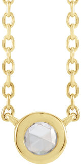 14K Gold Round Natural Diamond Rose-Cut Bezel-Set Necklace - Yellow Gold