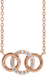 14K Gold Round Natural Diamond Interlocking Circle Necklace – 0.05 CTW - Rose Gold
