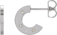 14K Gold Round Natural Diamond Accented Hoop Earrings – 1mm Stones - White Gold