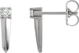 14K Gold Round Natural Diamond Knife-Edge Bar Earrings - White Gold