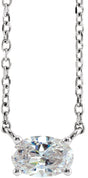 Platinum Oval Natural Diamond Solitaire Necklace