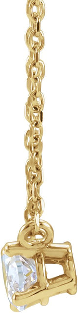 14K Gold Oval Natural Diamond Solitaire Necklace - Yellow Gold - view 2