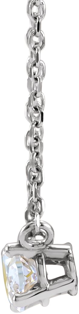 14K Gold Oval Natural Diamond Solitaire Necklace - White Gold - view 2