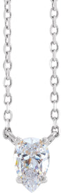 Platinum Pear Natural Diamond Solitaire Necklace