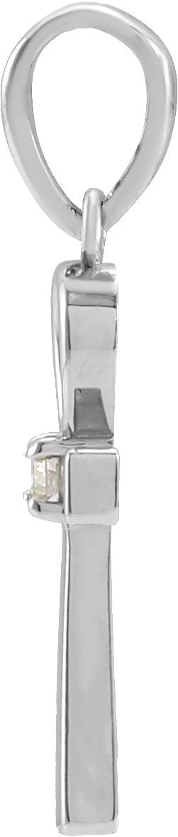 14K Gold Round Natural Diamond Ankh Cross Necklace or Pendant - White Gold - view 2