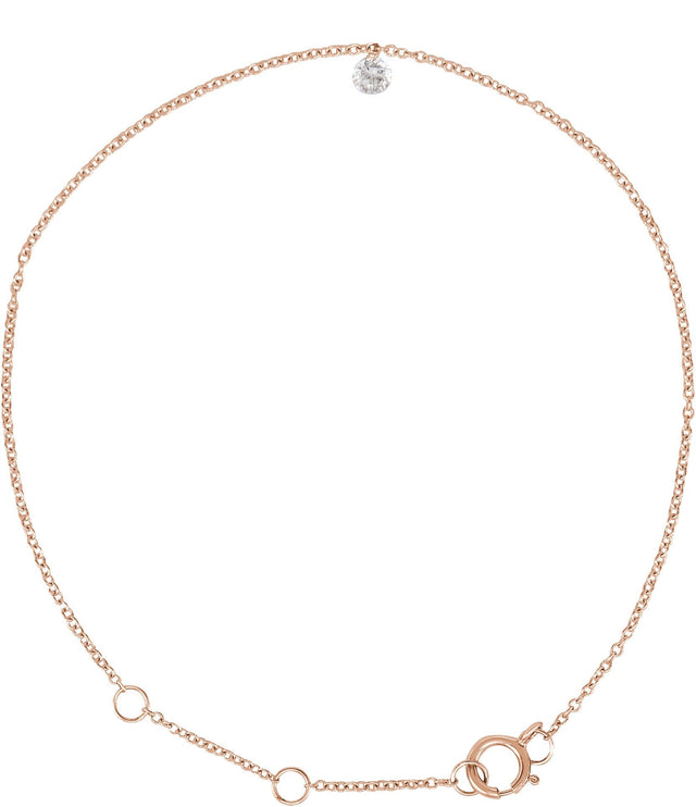 14K Gold Round Natural Diamond Accented Anklet or Bracelet - Rose Gold