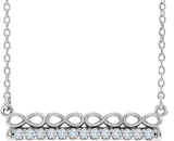 14K Gold Round Natural Diamond Infinity-Inspired Bar Necklace - White Gold