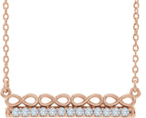 14K Gold Round Natural Diamond Infinity-Inspired Bar Necklace - Rose Gold