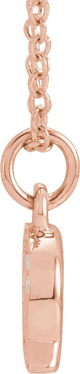 14K Gold Round Natural Diamond Petite Initial Necklace - Rose Gold - view 4