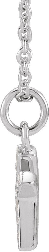 14K Gold Round Natural Diamond Petite Initial Necklace - White Gold - view 4