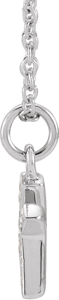 14K Gold Round Natural Diamond Petite Initial Necklace - White Gold - view 4
