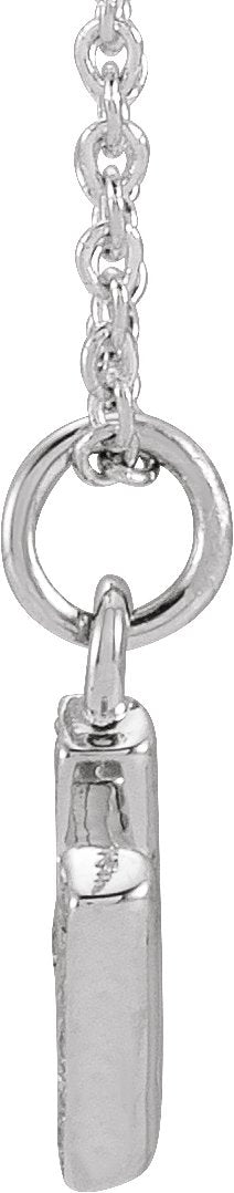14K Gold Round Natural Diamond Petite Initial Necklace - White Gold - view 4