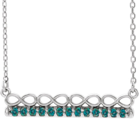 14K Gold Round Natural Alexandrite Infinity-Inspired Bar Necklace - White Gold