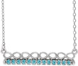 Platinum Round Natural Blue Zircon Infinity-Inspired Bar Necklace