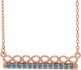 14K Gold Round Natural Blue Zircon Infinity-Inspired Bar Necklace - Rose Gold