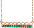 14K Gold Round Natural Emerald Infinity-Inspired Bar Necklace - Rose Gold