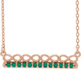 14K Gold Round Natural Emerald Infinity-Inspired Bar Necklace - Rose Gold