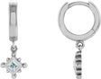 Platinum Square Natural Diamond Beaded Bezel-Set Hoop Earrings
