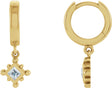 14K Gold Square Natural Diamond Beaded Bezel-Set Hoop Earrings - Yellow Gold