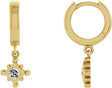 14K Gold Square Natural White Sapphire Beaded Bezel-Set Hoop Earrings - Yellow Gold